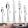 WHIERGGIN Silverware Set, 30 Piece Silver Stainless Steel Cutlery Set Steak Knife Fork Spoon Dessert Tableware view 4