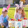 Capoda 6 Pcs Easter Bunny Basket Bags Canvas Rabbit Easter Buckets Eggs Hunt Candy Gift Bags for Party Decor(Lovely) view 2