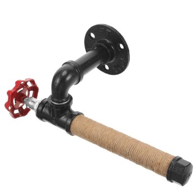 HOLIDYOYO Toilet Paper Wall Stand Vintage Industrial Paper Holder for Bathroom Multi-Functional Tissue Dispenser Stylish Home Organizer Rustic Iron Pipe Design