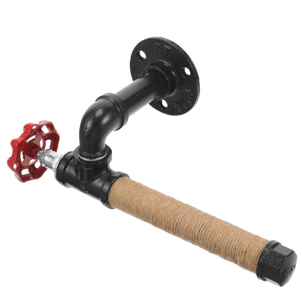 HOLIDYOYO Toilet Paper Wall Stand Vintage Industrial Paper Holder for Bathroom Multi-Functional Tissue Dispenser Stylish Home Organizer Rustic Iron Pipe Design