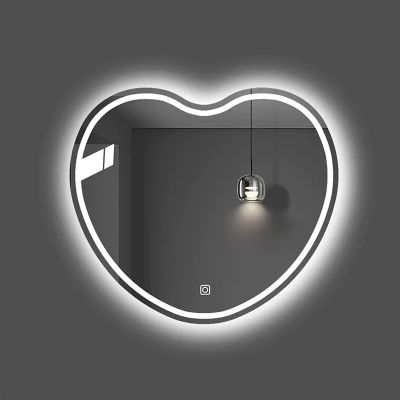 JIAOCKJIAO Loving Heart Bathroom 3-Color Dimmable Light Mirror, Wall-Mounted Toilet Shower Mirror, Illuminated Make-up Vanity Mirror, Decorative Shaving Mirror, for Bedroom Living Room (Color : Shape