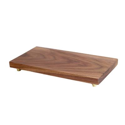 Handmade Walnut Solid Wood Rectangular Modern Pedestal Vase Collected Stone Ornament Brass Statue Craft Wooden Riser Base