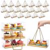 Thenshop 20 Pack Gold Clear Cupcake Boxes with Handle and Inserts, 9 x 3 x 3 Inch 3 Count Cupcake Carrier Boxes for Wedding, Anniversary, Party Favors and Dessert Gifts view 1