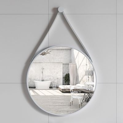 Black Metal Framed Mirror Round Wall Mount Bathroom Vanity Mirror for Bathroom, Entryway, Bedroom(Size:15.7"/40cm,Color:White)