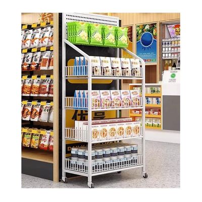 GRRICEPL Retail Snack Rack Display Stand, Commercial Supermarket Shelf 3/4 Shelf, for Snack Beverage Toys Fruit, Home Kitchen Spice Storage Rack (Color : Black-A, Size : 60x27x106cm)
