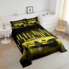 Erosebridal Twin Comforter Set for Boys, Toddler Race Car Bed for Boys Neon Lights Sports Car Comforter Set Extreme Sport Vehicles Quilt Speed Racing Car Duvet Insert,Yellow view 2