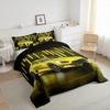 Erosebridal Twin Comforter Set for Boys, Toddler Race Car Bed for Boys Neon Lights Sports Car Comforter Set Extreme Sport Vehicles Quilt Speed Racing Car Duvet Insert,Yellow view 4