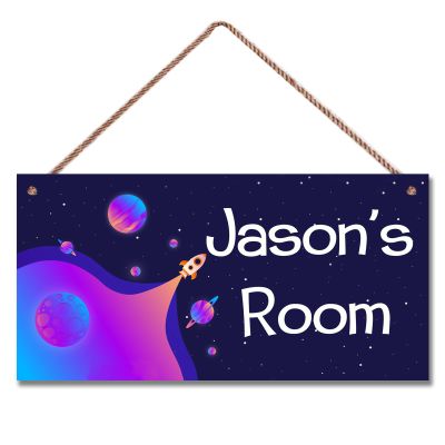 Personalized Rocket Sign Wall Art Decoration Exquisite Decorative Signs for Kids Room Wall Art Decor Outer Space Themed Decor Stars Nursery Decor For Boys Room Girls Bedroom Little Man Cave