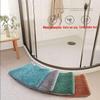 Quadrant Medium Curved Shower Mat,Curved Shower Mats for Bathroom Non Slip Washable Curved Bath Mat Rug Half Round Shower Mat Microfiber Bathroom Carpet Rugs(Blue) view 4