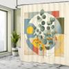 Ambesonne Eucalyptus Leaves Shower Curtain, Circular Branches in Classic Mid Century Modern Influences, Cloth Fabric Bathroom Decor Set with Hooks, 69" W x 84" L, Laurel Green Multicolor view 2