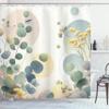 Ambesonne Eucalyptus Leaves Shower Curtain, Pastel Meadow of Branches and Wildflowers on Modern Circles, Cloth Fabric Bathroom Decor Set with Hooks, 69" W x 75" L, Laurel Green Blue Cream view 3
