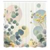 Ambesonne Eucalyptus Leaves Shower Curtain, Pastel Meadow of Branches and Wildflowers on Modern Circles, Cloth Fabric Bathroom Decor Set with Hooks, 69" W x 75" L, Laurel Green Blue Cream view 4