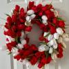 Artificial Tulip Flowers Wreath,40cm Faux Flowers Garland for Front Door,Valentine's Day Mother's Day Party Wedding Home Decorations view 1