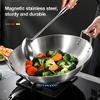 Large Stainless Steel Wok - Uncoated Chinese Non-Stick Wok & Stir-Fry Pans, Thickened Round Bottom Double Ear Wok for All Stoves,40cm () view 2