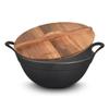 Cast Iron Wok Pan with Wooden Lid - 25cm/28cm/32cm/36 cm Woks and Stir Fry Pans - Chinese Wok with Round Bottom Wok,32cm (25cm) view 1