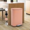 Milo Modern 13 Gallon Metal Household Trash Can Step Foot Pedal Lid for Kitchen with Removable Liner, Pink view 3