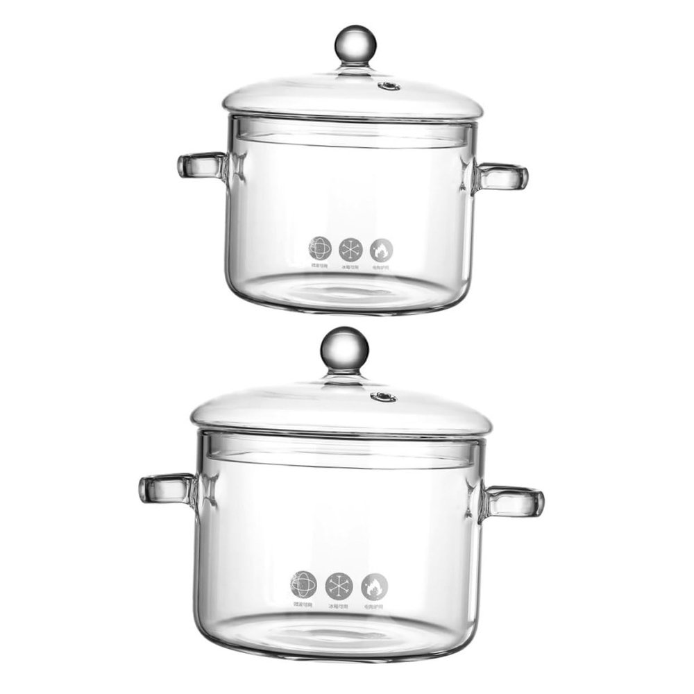 Cabilock 2pcs glass pot Accessories cooking utensils pot Electric ceramic heaters stove binaural Double Ear Stew Pot saucepan noodle pot non stick pot, 20.00X16.00X14.00CM, RM757TE4602W904B86ADF8