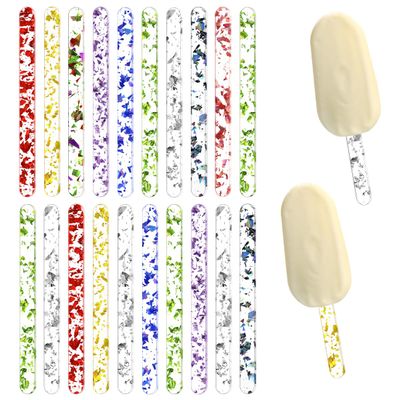 20 Pieces Reusable Acrylic Popsicle Sticks 4.5 Inch Popsicle Mold Sticks for DIY Ice Pop, Cake Pop,Candy Desert Making Crafts (Colorful)