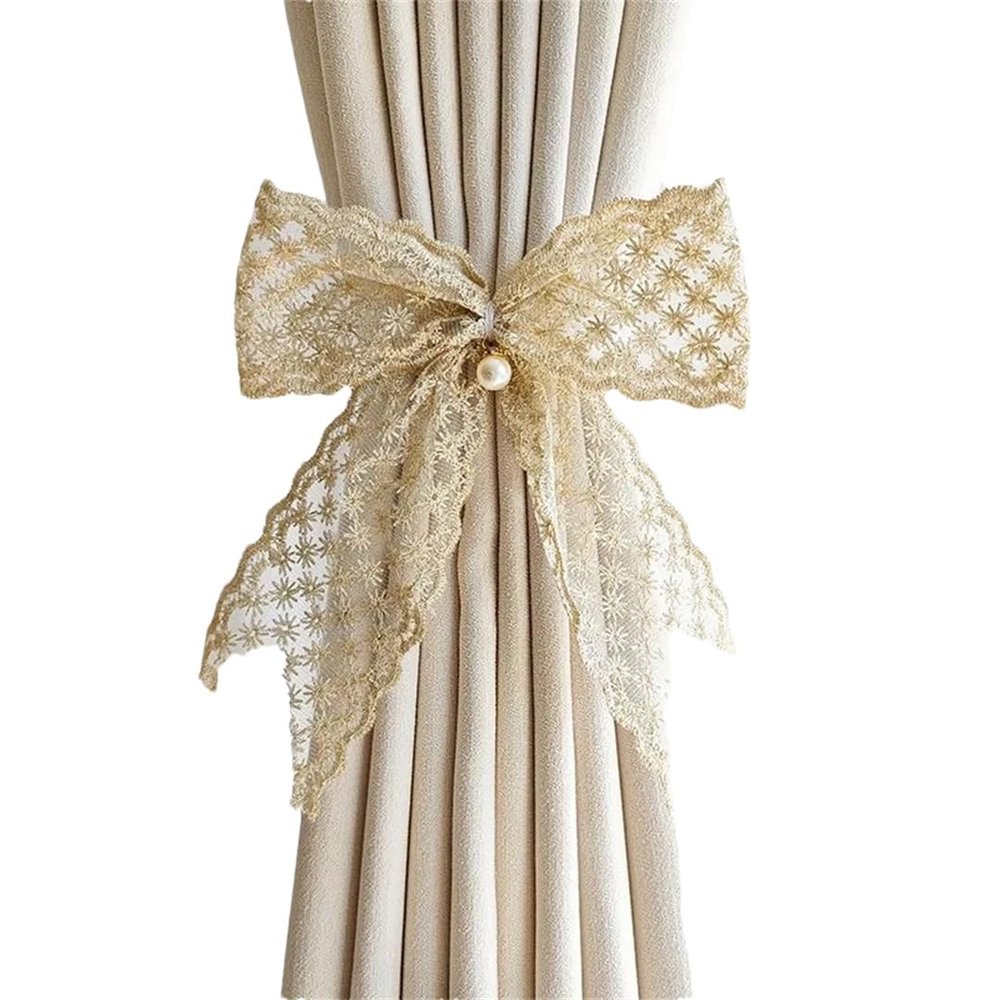2Pcs Curtain Tiebaautiful Bow Lace Holder Hook Buckle Clip Pretty and Decorative Home Accessorie