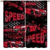 Racing Car Blackout Curtains, Cartoon Hand Painted Abstract Red Speed Car Extreme Sports Window Treatments Drapes for Teens Boys Bedroom Playroom Living Room,2-Panel Set & Rod Pocket63x72in view 1