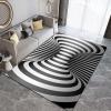 WILARE Area Rugs 3x4ft, Modern Abstract Black Indoor Rectangular High Pile Non Slip Machine Made Flannel, Synthetic Fiber view 2