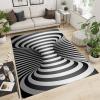 WILARE Area Rugs 3x4ft, Modern Abstract Black Indoor Rectangular High Pile Non Slip Machine Made Flannel, Synthetic Fiber view 3