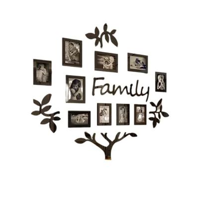 GLigeT Picture Frame Family Tree Wall Decor Acrylic 3D DIY Mirror Sticker Photo Frame Collage Home Decor Living Room Bedroom Dining Room Office Photo Frames (Color : Black)