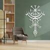 Kewhush Vegvisir Metal Wall Art, Viking Metal Wall Decor, Nordic Mythology Vegvisir Runes and Symbols, Runic Wall Decor, Viking Wall Art, Modern Home Decor Wall Art (41"x25" | 105x64.5 cm, White) view 1
