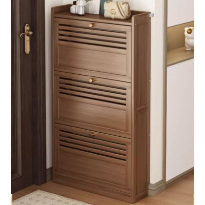 Bamboo Shoe Cabinet for Entryway,Shoe Cabinet with 2/3 Flip Drawers,Modern Slim Hidden Shoe Cabinet with Door,bamboo organizer drawer,entryway storage cabinet,Suitable for foyer, corridor, bedroom, et