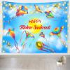 CORFOTO 180x117 Inch Happy Makar Sankranti Tapestry Flying Kites in Sky Indian Harvest Festival Wall Background for Pongal Party Decor India Religion Holiday Banner Living Room Dorm Wall Hanging view 2