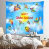 CORFOTO 180x117 Inch Happy Makar Sankranti Tapestry Flying Kites in Sky Indian Harvest Festival Wall Background for Pongal Party Decor India Religion Holiday Banner Living Room Dorm Wall Hanging view 3