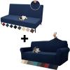 ZNSAYOTX 1 Piece Jacquard Couch Covers for 3 Cushion Couch + Armless Futon Covers Full Size, Jacquard Sofa Bed Slipcovers, Stretch Queen Futon Cover with Non Slip Elastic Bottom view 1
