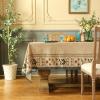 patdrea Designer French Linen Extra Long Tablecloth for Rectangle Table,Beige Anti-Wrinkle Floral Farmhouse Table Cloth,Decor Covers for Kitchen Dining,Party,Christmas,Thanksgiving,67"x118"-Fram view 3