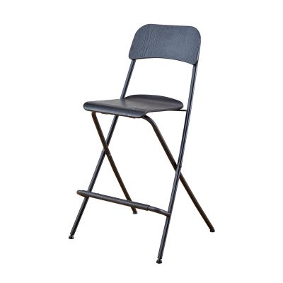 Folding Breakfast Bar Stool, 25/29in Kitchen Counter Tall Chair with Ergonomic Backrest and Footrest, High Barstool for Home Office Indoor Outdoor (Color : Black, Size : 63cm/25in)