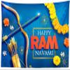 CORFOTO 70x47 Inch Happy Ram Navami Tapestry Wall Hanging Birthday of Lord Rama for Hindu Spring Festival Navratri Greeting Card Background for Party Decoration Bedroom Living Room Wall Decor view 1