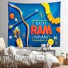 CORFOTO 70x47 Inch Happy Ram Navami Tapestry Wall Hanging Birthday of Lord Rama for Hindu Spring Festival Navratri Greeting Card Background for Party Decoration Bedroom Living Room Wall Decor view 3