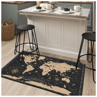 NEVKA Diatomaceous Earth Bath Mat, Modern Vintage World Map Soft Wrinkle Free Bathroom Floor Rugs Non-Slip Volume Super Absorbent Fast Drying for Bathroom Kitchen Door Mat(4x6ft/48x72in/120x180cm)
