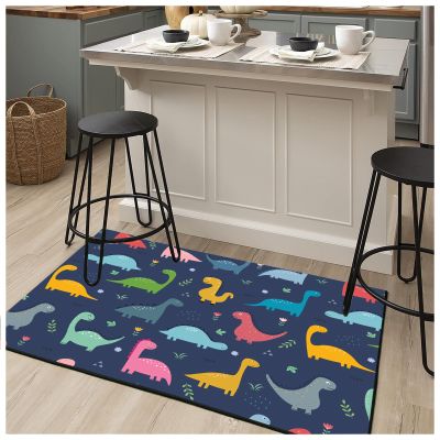 NEVKA Diatomaceous Earth Bath Mat, Cartoon Dinosaurs Pattern Bath Mat Area Rug, Super Absorbent Quick Dry Thin Bathroom Rugs Fast Drying Non-Slip Diatomite Mud Bathroom Floor Rugs,1.5x2.5ft,Colorful