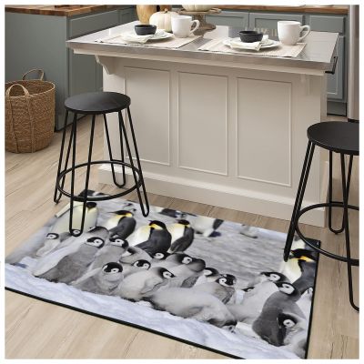 NEVKA Bath Mat, Diatomaceous Earth Shower Mat Nonslip Super Absorbent Quick Drying Bathroom Floor Mats for Kitchen Counter, Snow Penguins Bathroom Mats Easy to Clean (3x4ft/36x48in/90x120cm)