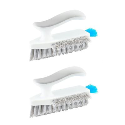 LUNCHS 4-in-1 Corner Scrub Brush,Stiff Bristles Crevice Cleaning Brushes for Washing Bathroom,Kitchen,Wall,Floor,Tile,2pack (Color : White)