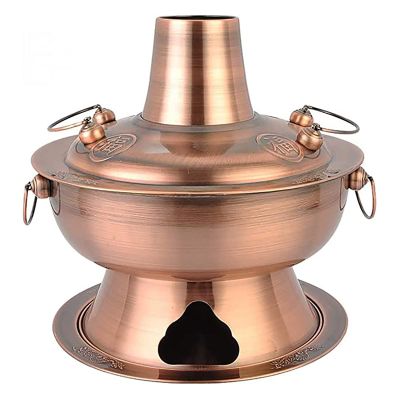 Hot Pot, Chinese Charcoal Hotpot, Shabu Hot Pot with Divider, Two-Flavor Chinese Charcoal Shabu Shabu Pot Cooker Stainless Steel Hot Pot Cookware for 3-7 People Home Party,A,36cm ( Color : A , Size :