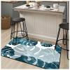 NEVKA Diatomaceous Earth Bath Mat Bathtub Mat, Fast Drying Non-Slip Shower Mat Bath Stone Mat Super Absorbent Washable Bathroom Floor Mat, Teal Palm Fronds Pattern, Rectangle 3x5ft/36x60in/90x150cm view 1