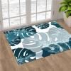 NEVKA Diatomaceous Earth Bath Mat Bathtub Mat, Fast Drying Non-Slip Shower Mat Bath Stone Mat Super Absorbent Washable Bathroom Floor Mat, Teal Palm Fronds Pattern, Rectangle 3x5ft/36x60in/90x150cm view 2
