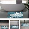 NEVKA Diatomaceous Earth Bath Mat Bathtub Mat, Fast Drying Non-Slip Shower Mat Bath Stone Mat Super Absorbent Washable Bathroom Floor Mat, Teal Palm Fronds Pattern, Rectangle 3x5ft/36x60in/90x150cm view 3