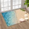 NEVKA Stone Bath Mat - Diatomaceous Earth Shower Mat, Non-Slip Super Absorbent Quick Drying Bathroom Floor Mat, Tide and Beach Shells Pattern, Easy to Clean (4x5ft/48x60in/120x150cm Indigo/Wheat) view 2