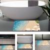 NEVKA Stone Bath Mat - Diatomaceous Earth Shower Mat, Non-Slip Super Absorbent Quick Drying Bathroom Floor Mat, Tide and Beach Shells Pattern, Easy to Clean (4x5ft/48x60in/120x150cm Indigo/Wheat) view 3