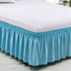 Wrap Around Bed Skirts - Three Sides Fabric Adjustable Elastic Dust Ruffle Soft - 600 Thread Count 100% Pure Cotton Bed Skirt with 16" Drop-Olympic Queen(66"X 80") Light Blue view 1