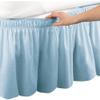 Wrap Around Bed Skirts - Three Sides Fabric Adjustable Elastic Dust Ruffle Soft - 600 Thread Count 100% Pure Cotton Bed Skirt with 16" Drop-Olympic Queen(66"X 80") Light Blue view 2