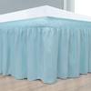 Wrap Around Bed Skirts - Three Sides Fabric Adjustable Elastic Dust Ruffle Soft - 600 Thread Count 100% Pure Cotton Bed Skirt with 16" Drop-Olympic Queen(66"X 80") Light Blue view 3
