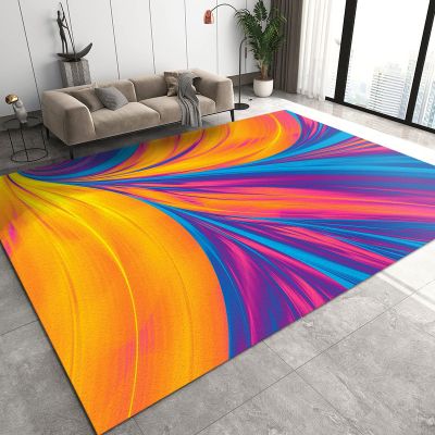 Abstract Gradient Marble Area Rugs, Purple Orange Yellow Blue Pink Bedroom Rug, Living Room Rugs Machine Washable Fuzzy Plush Soft Apply to Home Decor Entryway Hallway,35ft/90 * 150cm